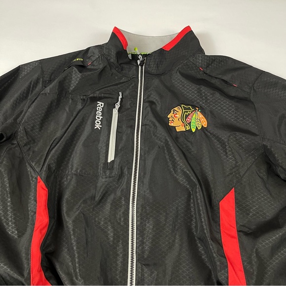 Reebok Chicago Blackhawks Hockey NHL Black Full Zip Kinetic Fit Jacket Size: XL - Picture 6 of 16